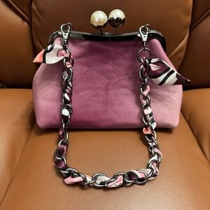 Hand dyed purple ombré leather Pearl Kisslock